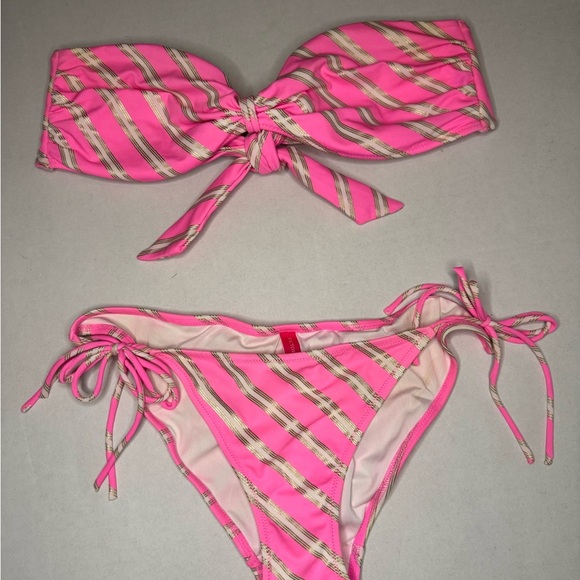 Pink and Gold Striped Bikini Set - Picture 11 of 11